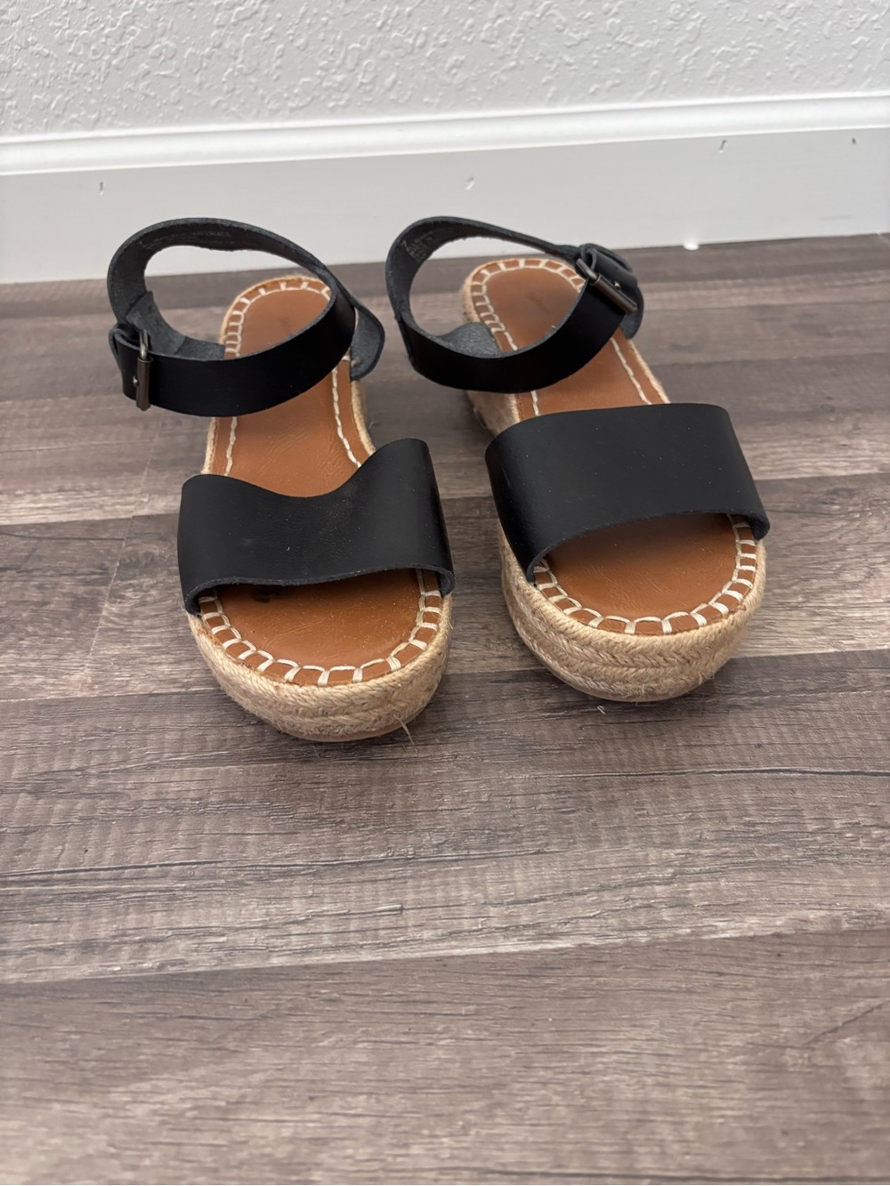 Women's Black Espadrille Platform Sandals